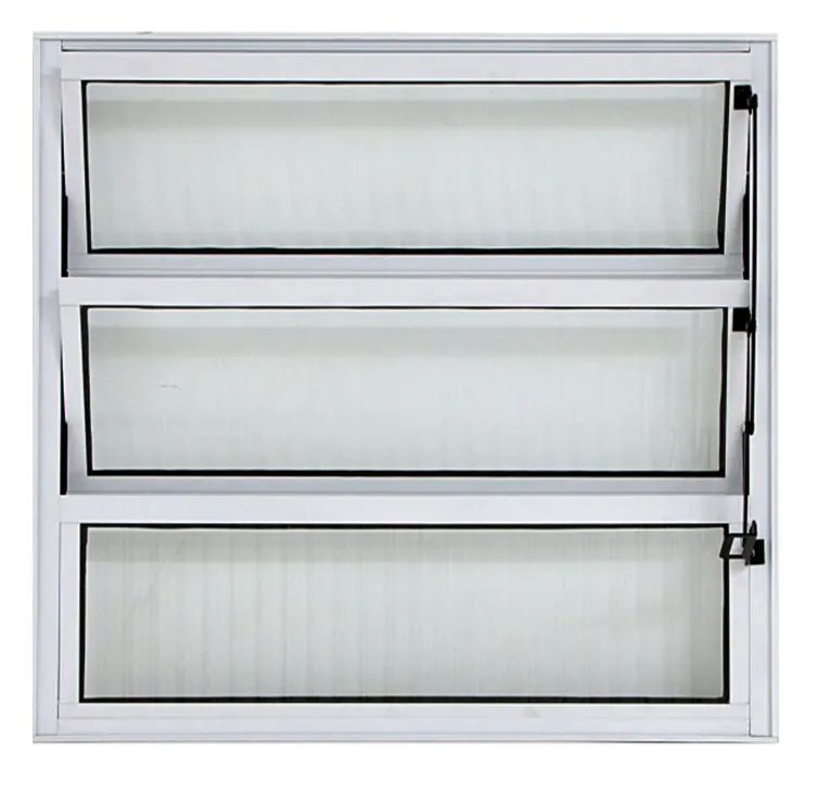 Vitraux basculante de três folhas com vidro texturizado